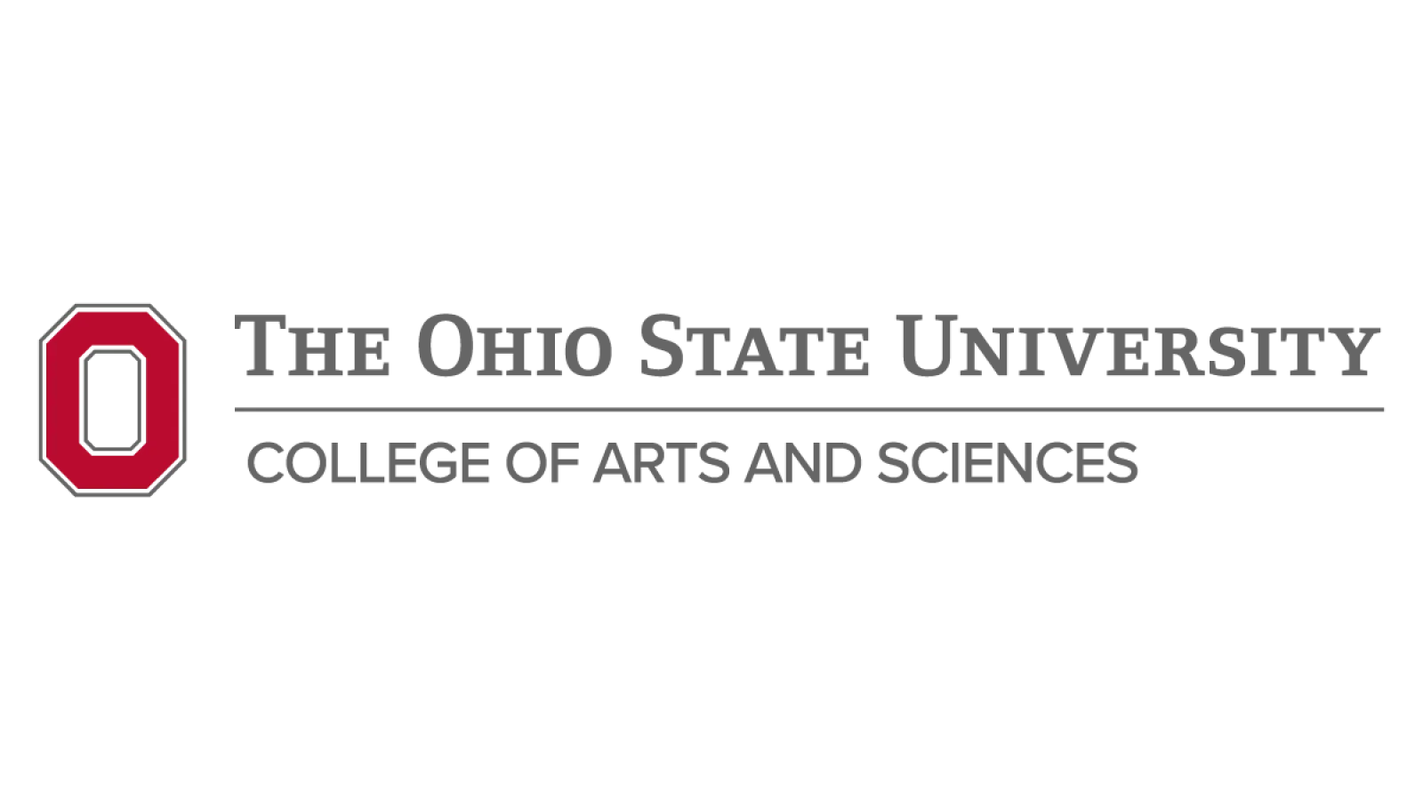 horizontal orientation - The Ohio State University College of Arts & Sciences text with scarlet block O