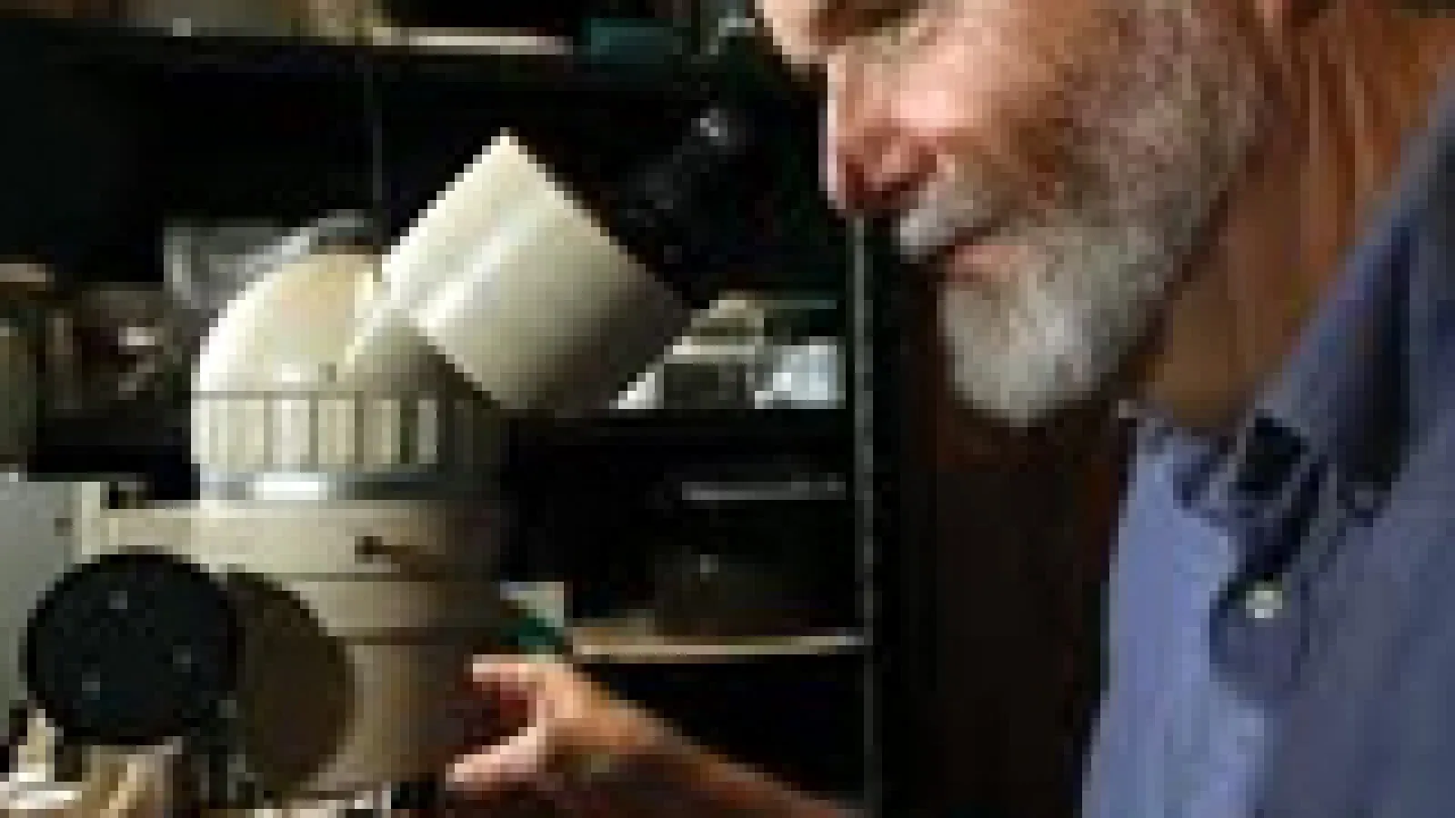 rich bradley looking through dissecting scope