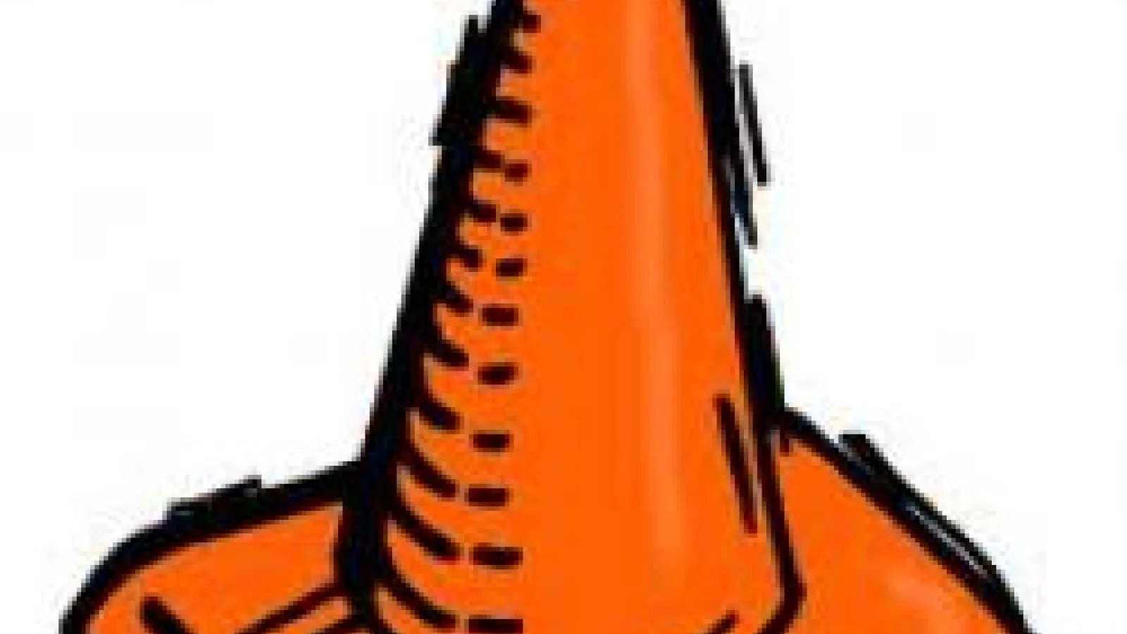 clip art of orange traffic cone with black edges