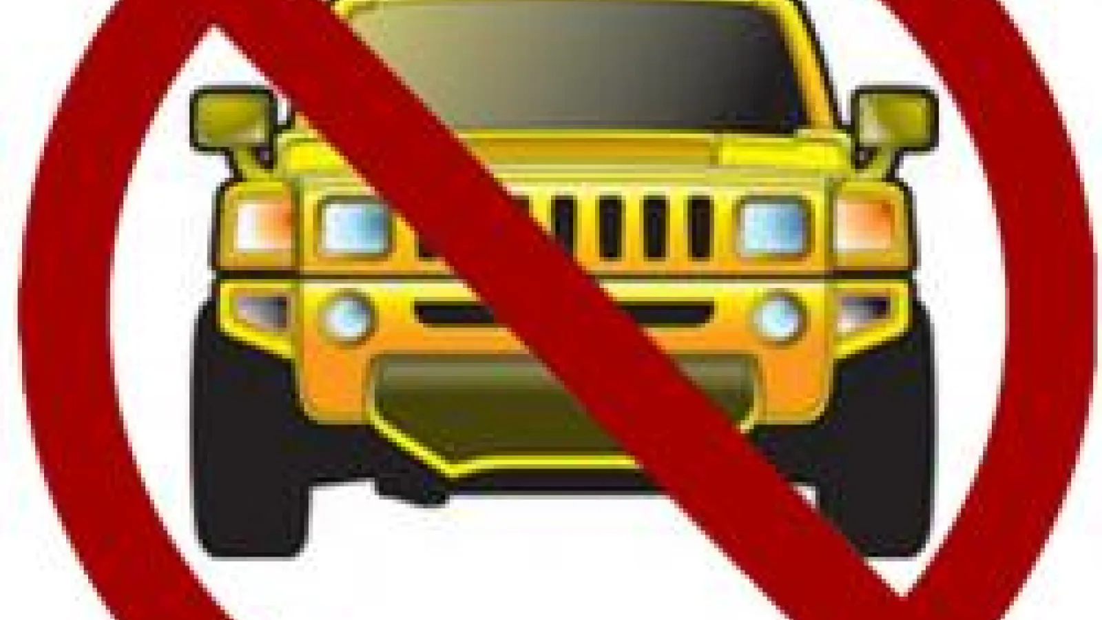 clip art of yellow jeep superimposed with red null sign