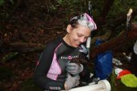 Karen Hallberg assisting USFWS researchers monitoring eastern hellbenders in the Blue Ridge Mountains, NC, August 2012