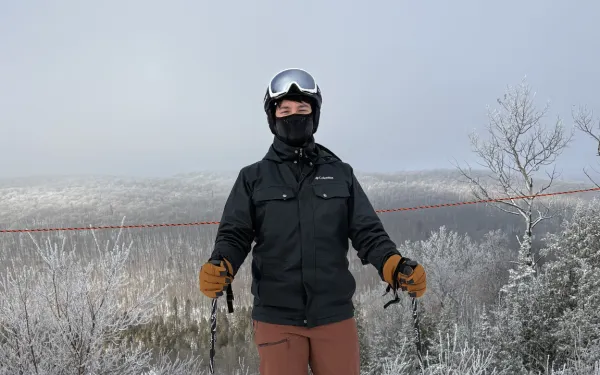 Liam Martin in ski gear outside in snow