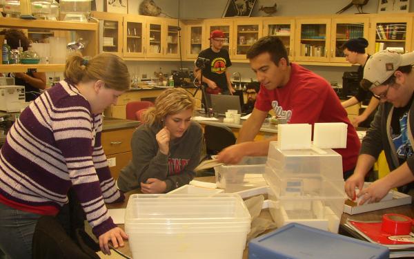 students conducting experiments in UResearch Lab