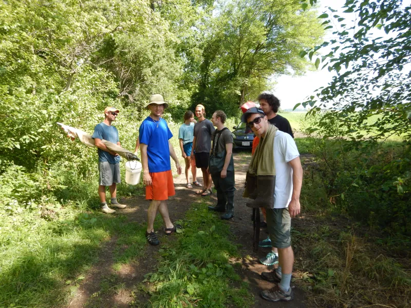 Brian Z Connor Schwepe Julie Andy Nagy Ross Schwartz Harrison Fried Sean Harrison at Cold Creek headwater trib