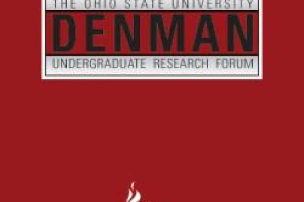 Denman graphic on scarlet background