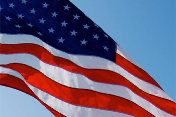 American flag flying