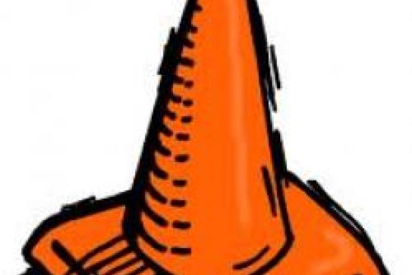 clip art of orange traffic cone with black edges
