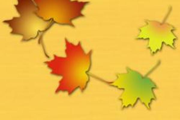 colorful computer generated autumn leaves on amber background