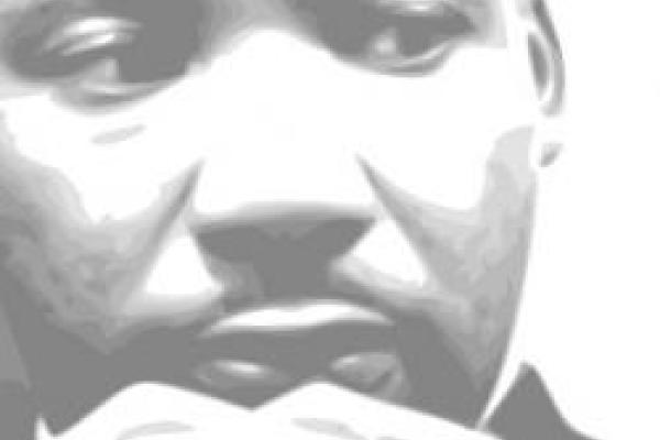 grayscale closeup of Martin Luther King, Jr.