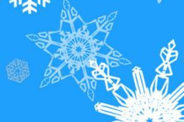 White snowflake patterns on light blue background