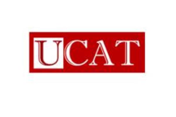 UCAT logo in red and white