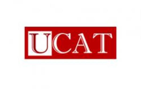 UCAT logo in red and white