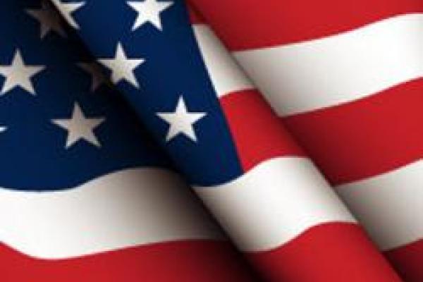 section of waving American flag