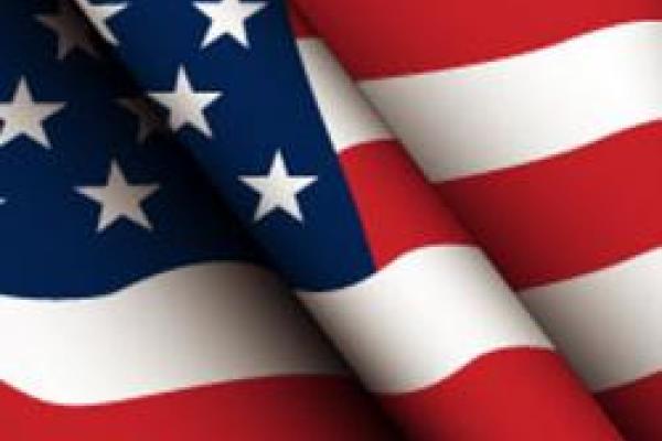 section of waving American flag