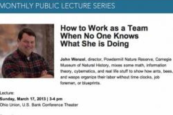 screenshot of Science Sunday poster featuring John Wenzel on snowy winter day with trees in the background