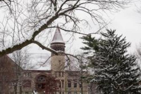 Orton Hall in winter